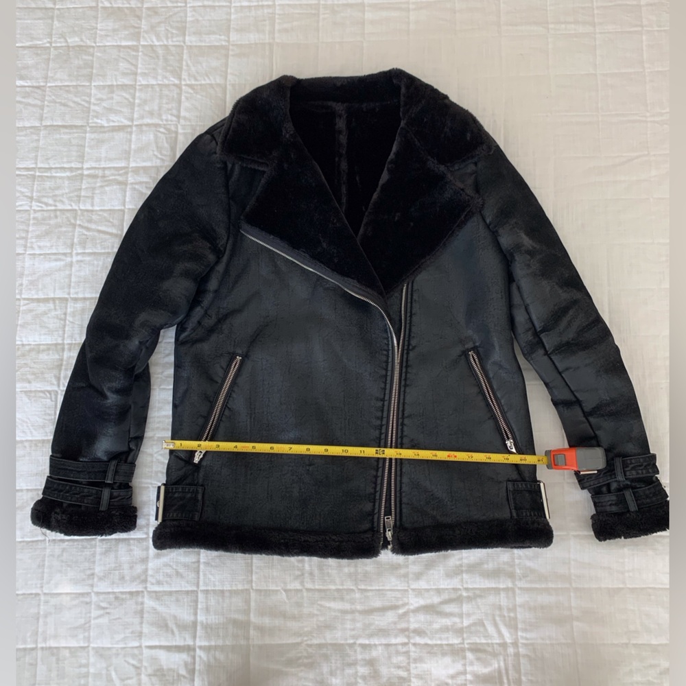 Faux Shearling moto jacket, size 10